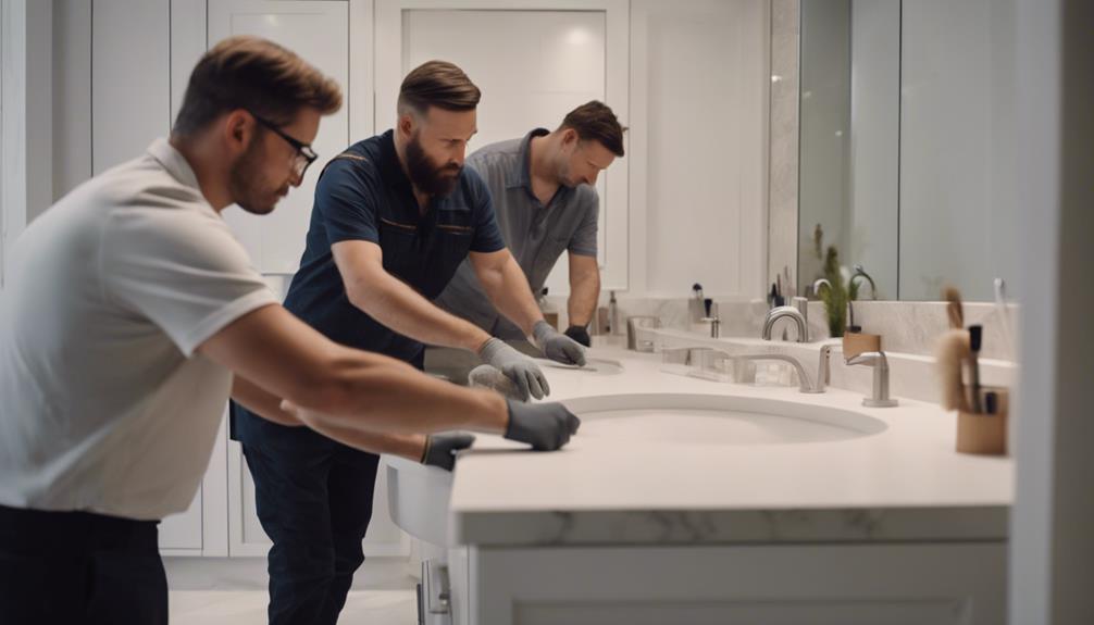 engineered stone vanity installation