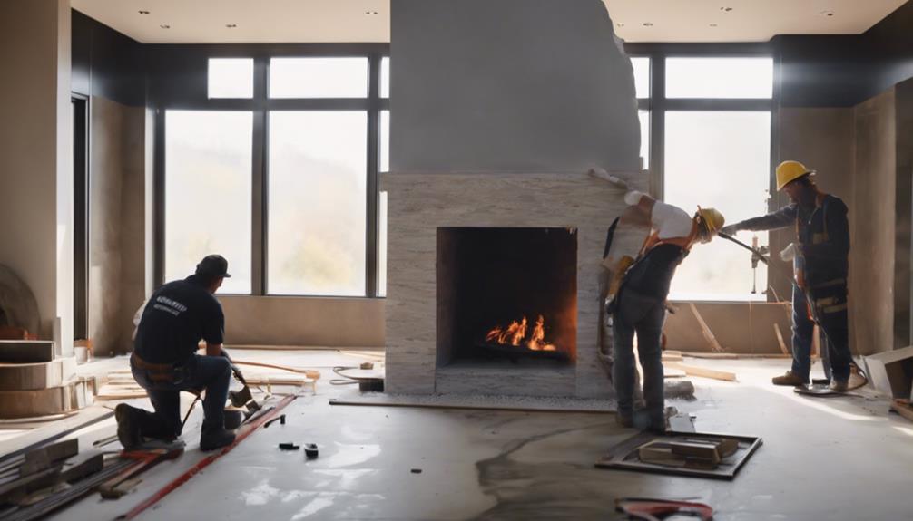 onyx stone fireplace installation